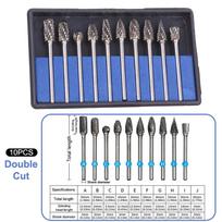 Woodworking Engraving Grinder Rotary Tool, Tungsten Carbide Burr Kit, 10Pcs