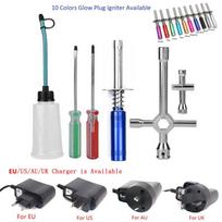AU/EU/UK/US Charger Nitro Gas Spark Glow plug Igniter Starter Kit For 1/10 RC Nitro Engine Planes Model Car HSP 80103 80127 EU Plug purpurinė