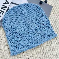 Breathable Hollowed Out Knitted Hat Flowers Casual Beret Cap Summer Fashion Skullies Hat Women