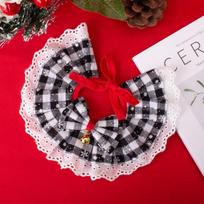 New Cotton Polyester Pet Bow Bib Collar Bow Lace Plaid Pet Saliva Towel Puppy Accessories with Bell Pendant Dog Necklace Cat