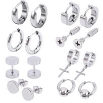 Steel Titanium Round Circle Accessories Drop Earring Hoop Earrings Stud Earring Jewelry set