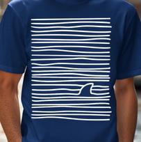 Minimal Shark Fin Lines T-Shirt | Ocean Wave Illustration Tee, Beachwear M