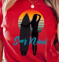 Surf Silhouette Sunset T-shirt, Surfboard Graphic, Surf Naked Tee, Nudist Shirt XL