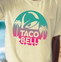 Taco Bell Logo Palm Trees T-Shirt | Retro Beach Taco Tee, Summer Vibes Shirt L