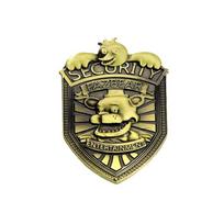 Game-related accessories: Teddy bear brooch, Retro bronze shield Christmas necklace pendant, Metal badge pin