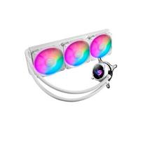 ASUS ROG STRIX LC II 360 ARGB WE J Moonlight White Edition All-in-One Liquid CPU Cooler with ARGB Lighting, compatible with AM5 and LGA1700.