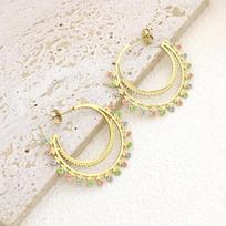 Colorful Enamel Gold-Plated Stainless Steel Drop Earrings – Fashion Street Style Women's Statement Hoops
