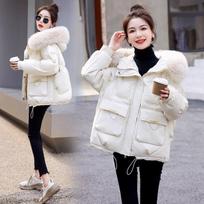 Down Cotton-Padded Jacket Female Parkas Winter Thick Warm Cotton Padded Coat Women Short Puffer Jackets M smėlis