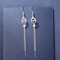 S925 Sterling Silver Diamond-Studded Water Drop Earrings with Long Tassel for Women 925 Silver