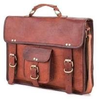 Vintage special goat Hide Real Leather Satchel Messenger Shoulder Brown bag 11X15X5