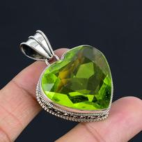 Peridoto brangakmenio pakabukas iš vientiso 925 prabos sidabro, papuošalas, dovana unisex