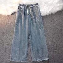 Women Vintage Baggy Jeans Elastic Waist Oversized American Trouser Denim Wide Leg Streetwear Straight Basic Pants Y2k  Plus Size XXXL