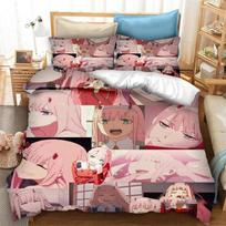 3D Print Cartoon DARLING in the FRANXX Zero Two 02 Bedding Set Boys Girls Twin Queen Size Duvet Cover Pillowcase Bed Kids Adult EU Twin 135x200cm