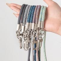 7 mm storio poliesterinis mobiliojo telefono crossbody dirželis su nerūdijančio plieno lipduku nugarėlei Green Wrist Rope 20CM