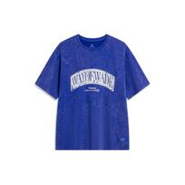 Li-Ning Wade Series Letter Print Casual Knit Drop Shoulder Short Sleeve T-Shirt Men Tops Dream-Blue AHSU001-3 XL