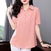 Loose Cotton Linen Short Sleeve Shirt Thin Summer Mom's Pure Cotton Top Large Size Women's Casual Fashion T-shirt XXXXL