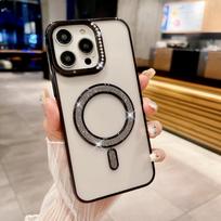 Suitable for IPhone16Pro Electroplated Water Diamond Phone Case, Apple 15 Diamond-encrusted Glitter 14 Magnetic Charging Protective Case iPhone16ProMAX