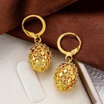 Vintage Metal Hollow Ball Drop Earrings Elegant Women's Classic Creative Hollow Ball Zircon Party Gift Accessories