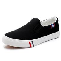 Yuanbu Vasariniai drobės slip-on žemi kvėpuojantys poros batai, visiškai juodi, plokščiu padu, dydis 5544 36 Female