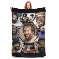 Bud Spencer Carlo Pedersoli Montage Flannel Blanket Spring Throw Blanket for Child Bedroom Pattern Bedspread Sofa Bed Cover 30x40in
