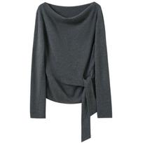 Sancai 2026 Spring Drape Neck Tie-Up Knit Pullover XL
