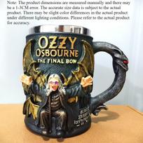 New Retro 3D Resin Mug Ozzy Osbourne The Final Bow Crafts Ornament Stainless Steel Inner Container Cup for Bar Restaurant & Home 330ML