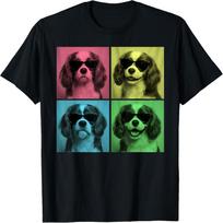 Cavalier King Charles Spaniel Dog Pop Art Funny Photo Booth T-Shirt S juoda