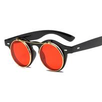 Fashion Vintage Round Steam Punk Flip Up Sunglasses UV400 Double Layer Clamshell Design Sun Glasses Oculos De Sol 1PC