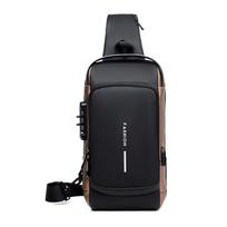 Men's Chest Sling Bag with Password Lock juoda ruda spalva