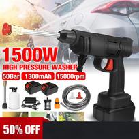 1500W 50Bar 220V Cordless Car Washer High Pressure Straw Wash Water Guns Self Priming Foam Generator Sprayer with 5 cell Battery