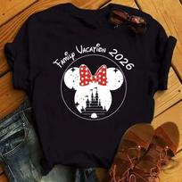 2026 Disney Trip Printed Tshirt Summer Female Casual Clothing Short Sleeve White Tops Tees kawaii Cartoon Graphic T Shirt Tops S