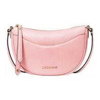 Michael Kors MK Dover Solid Color Letter Logo Zipper Closure Pebble Grain Leather Crescent Bag Women Shoulder Bag Pink 35R3G4DC5L-7278 Basic Set (Bag+Dust Bag)