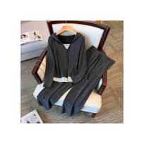 Cozy Hooded Two-Piece Set - Top & Wide-Leg Pants for Plus Size Women - Casual Spring/Autumn Slimming Outfit XL tamsiai pilka spalva