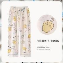 Chiikawa pajamas three-piece set summer women's short-sleeved trousers cute Usaki small eight loungewear spring and autumn M