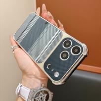 Carbon Fiber Texture Drop-Proof Protective Case for iPhone 17 Pro Max with Electroplated Corners iPhone 17 Pro Max