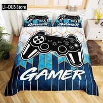 Gamepad Duvet Cover Set Microfiber Gamer Player Gaming Joystick Comforter Cover Queen Size Kids Boys Video Game Twin Bedding Set 135x200cm