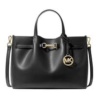 Michael Kors MK Carson Logo Magnetic Closure Leather Shoulder Tote Bag Medium Women handbags Black 35S5G2ZS3T-BLACK Basic Set (Bag+Dust Bag)