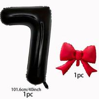 40inch Black Digital Balloon Set With Red Bow Aluminum Foil Balloons For Birthday Party And Anniversary Decoration+