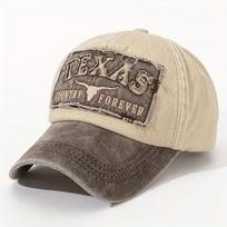 Vintage Letter TEXAS Embroidery Baseball Cap Washed Cotton Visor Baseball Hats Adjustable Casquette For Man Women Unisex chaki