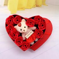 Red Pink Soap Rose Bear Gift Box Artificial Flower Bouquet Romantic Present for Valentine's Day Mother's Day Wedding Anniversary