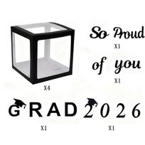 Black Color Graduation Balloon Box 4pcs Set 25cm Size Graduation Party Decorations Transparent Letter Box Graduation Photo Props juoda