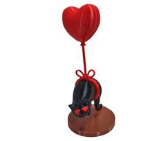 Suspended Cat Heart Balloon Decoration Cartoon Romantic 3D Printed Heart Ornament Plastic Black Cat Desktop Decoration