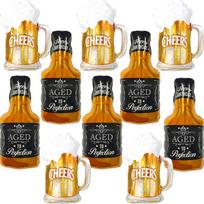 10-Pack Beer Party Balloon Set, 5 Beer-Themed Balloons, 5 Whiskey-Themed Balloons, Beer Mug Foil Balloons; Suitable for Birthday Parties Other