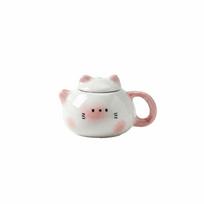 Chinese Style Mini Ceramic Teapot Ornaments Traditional Exquisite Milk Tea Lid Accessories Smooth Ceramic Cat Ear Pot Hotel