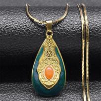 Elegant Boho Purple Water Drop Pendant Necklace Women Stainless Steel Aesthetic Clavicle Chain Female Wedding Jewelry NZZZ391S01
