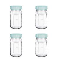 4 Pack 32 Oz Glass Salad Jars with Scale Marking Leak-proof Oatmeal Cup Wet and Dry Separation Transparent Mason Jars Breakfast 32oz