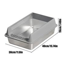 Stainless Steel cats Litter Box With Litter Spade Lid High Side Suitable For Large Cats Semi-Closed Litter Tray With Spoon pilka spalva