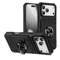 Wallet Case for iPhone 17/Air/16e/16/15/14/13/12/11 Pro Max 16 Plus Card Holder (2 Cards) Ring Stand Shockproof Protective Cover For iPhone 7 8 Plus