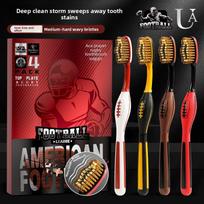 Medium hard bristled toothbrush, high-end oral cleaning toothbrush for adults, suitable for travel, school, and home cleaning raudona