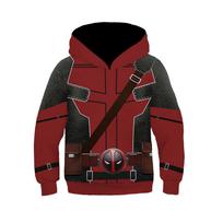 Deadpool 3D Hoodie for Kids, Superhero Anime Pullover, Comfortable Breathable Sweatshirt Tops XS raudona juoda spalva